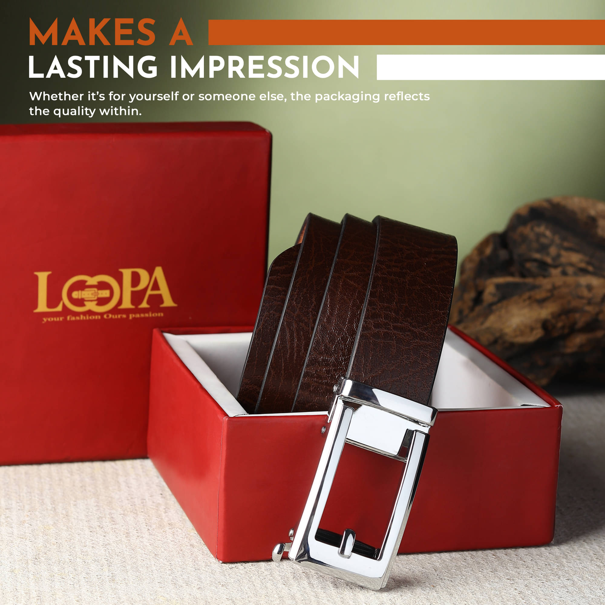     			Loopa - Brown 100% Leather Men's Formal Belt ( Pack of 1 )