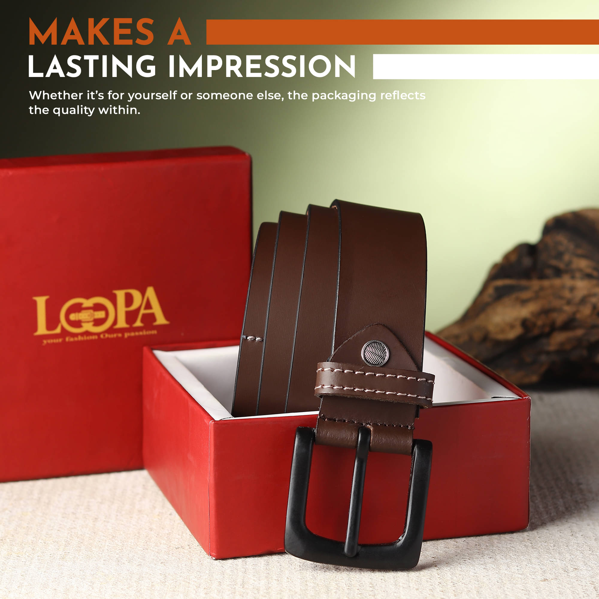     			Loopa - Brown 100% Leather Men's Formal Belt ( Pack of 1 )