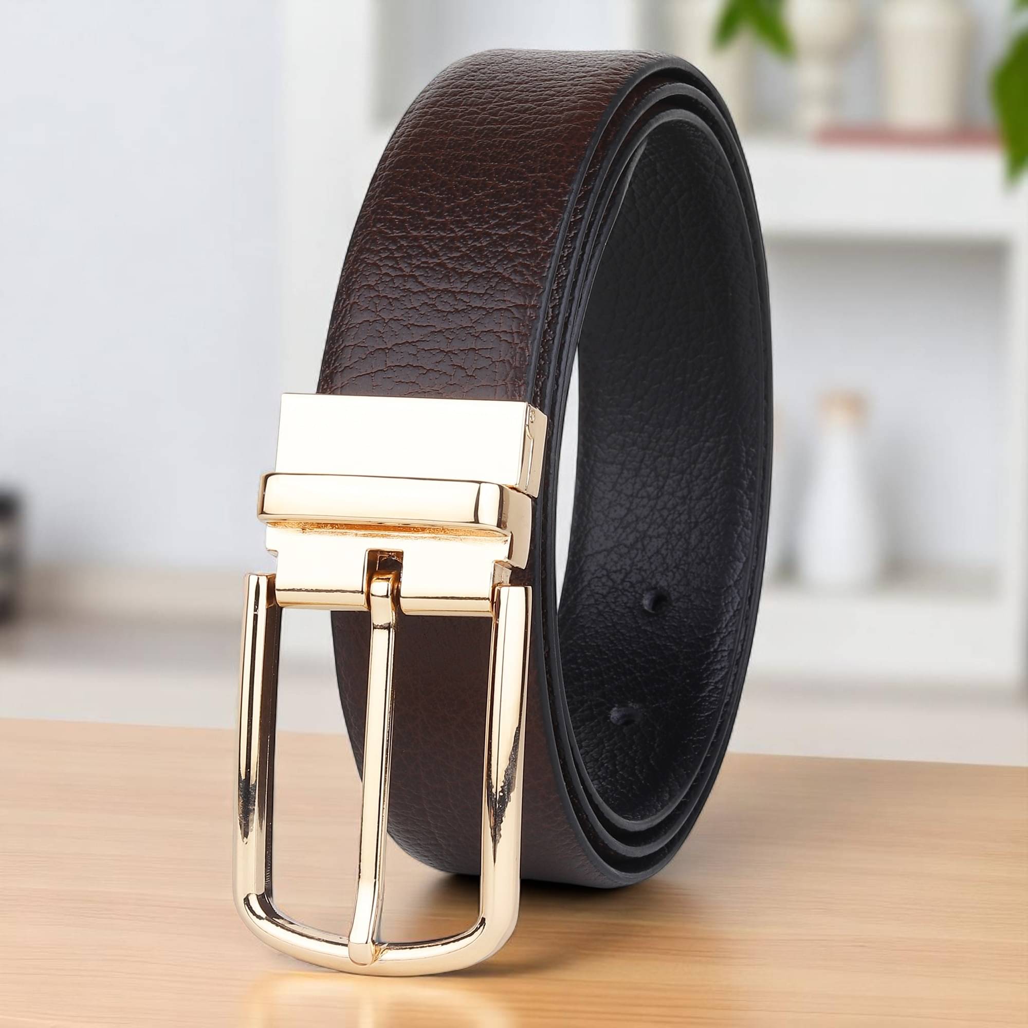 Loopa - Brown 100% Leather Men's Reversible Belt ( Pack of 1 ) Loopa - Brown 100% Leather Men's Reversible Belt ( Pack of 1 )