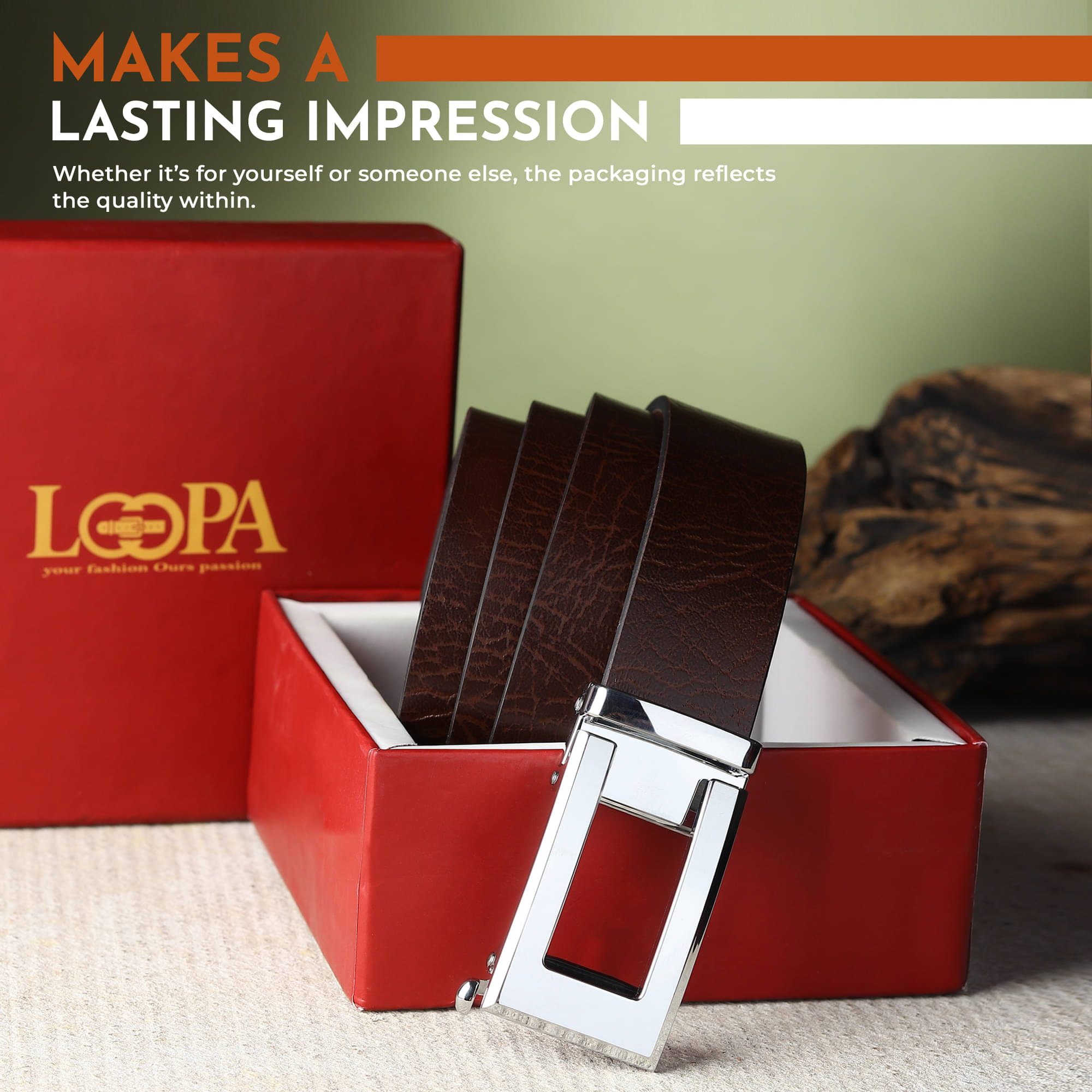     			Loopa - Brown 100% Leather Men's Formal Belt ( Pack of 1 )