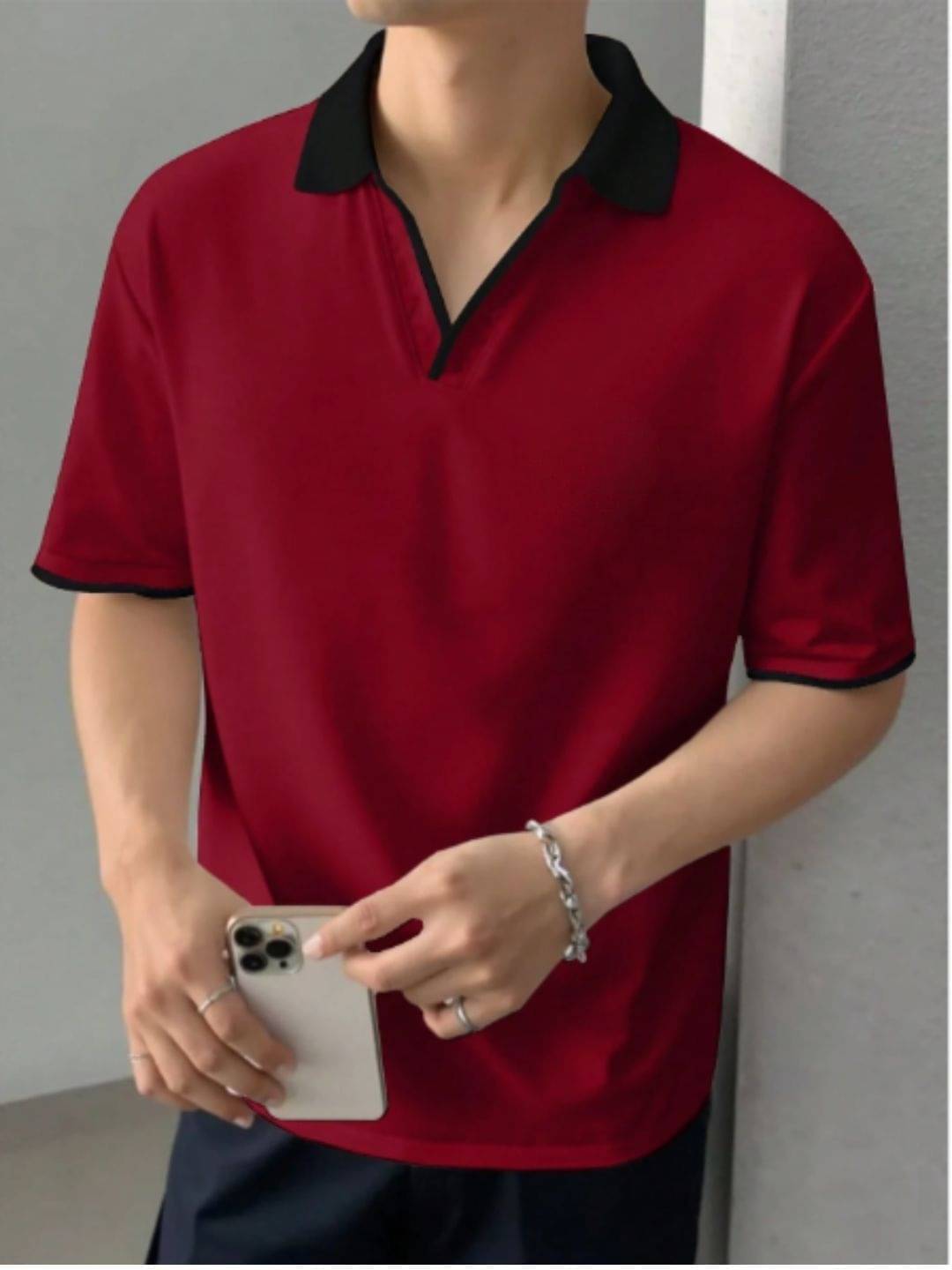 MD By Mathra Dass Men Cotton Blend Regular Fit Solid Polo T Shirt ( Maroon ) MD By Mathra Dass Men Cotton Blend Regular Fit Solid Polo T Shirt ( Maroon )