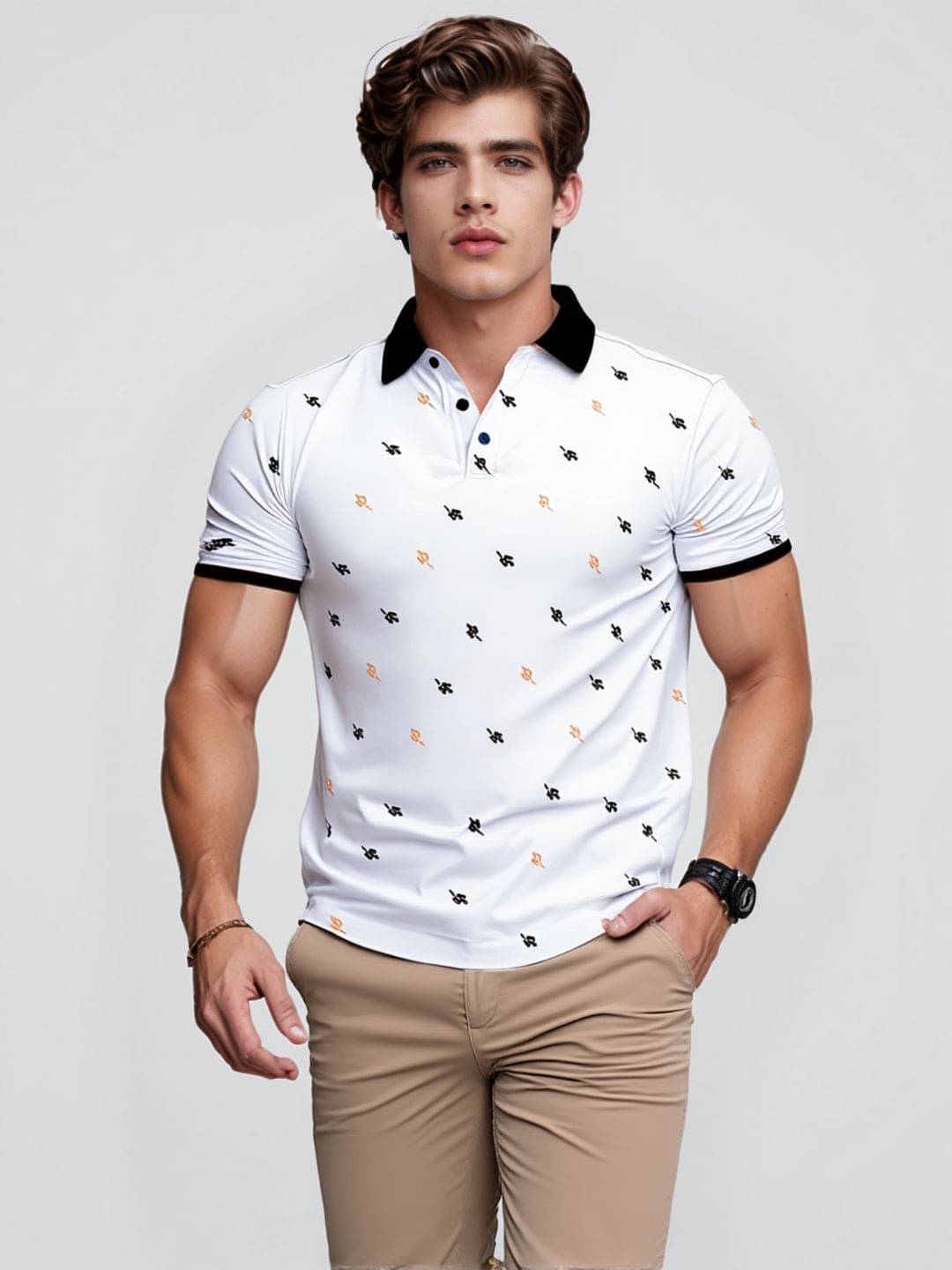     			MD By Mathra Dass Men Cotton Blend Regular Fit Printed Polo T Shirt ( Multicolor1 )