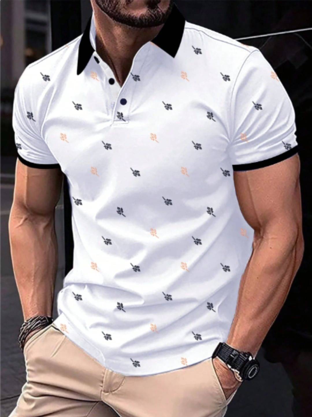 MD By Mathra Dass Men Cotton Blend Regular Fit Printed Polo T Shirt ( White ) MD By Mathra Dass Men Cotton Blend Regular Fit Printed Polo T Shirt ( White )