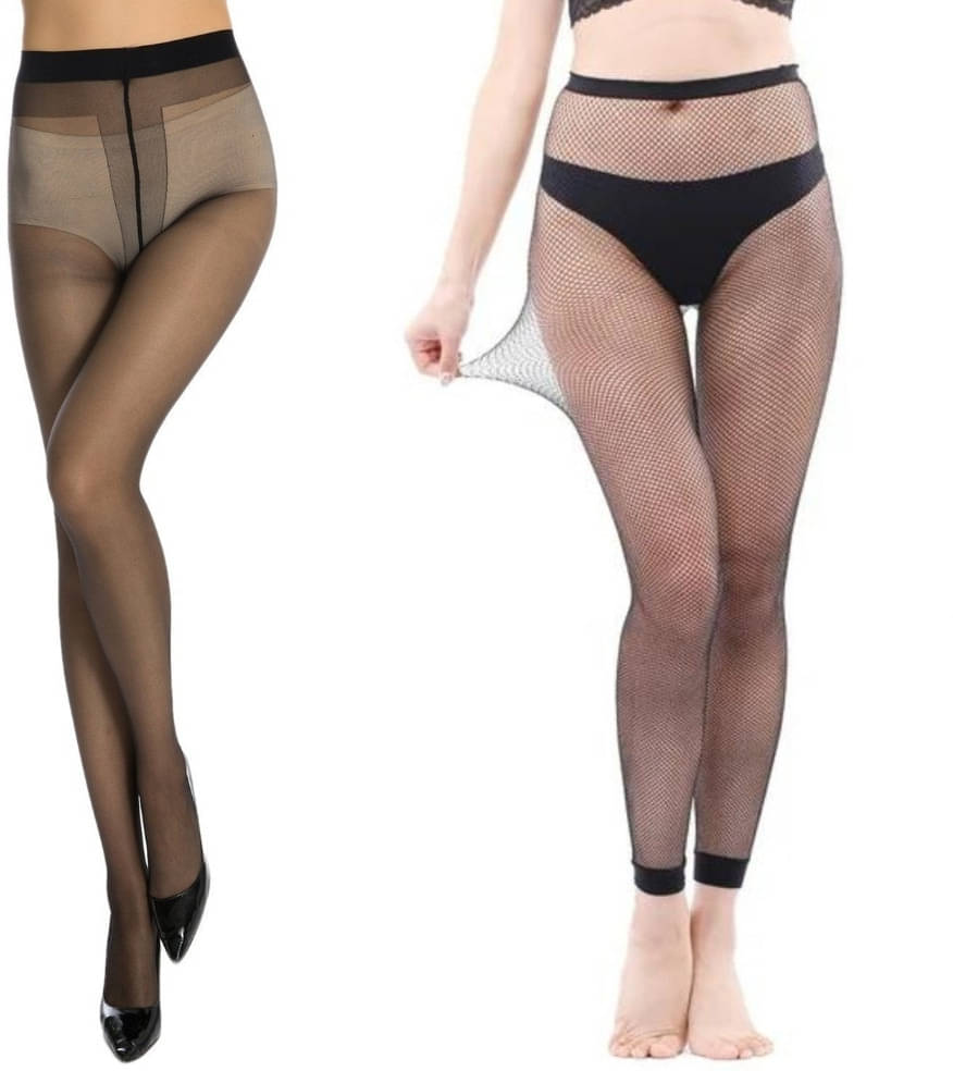    			Neska Moda Pack of 2 Women's Nylon Full length Stockings ( Black )