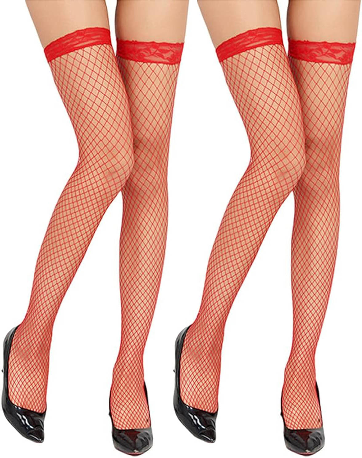     			Neska Moda Pack of 2 Women's Nylon Full length Stockings ( Red )