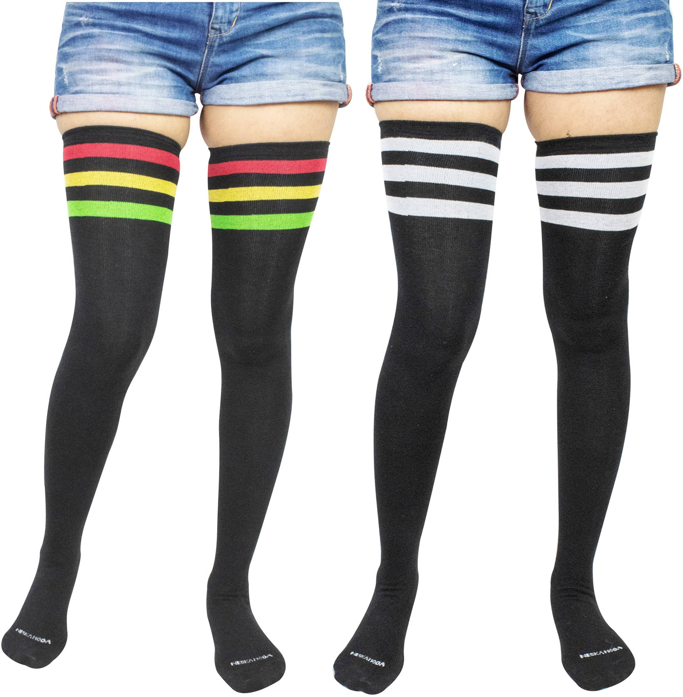 Neska Moda Pack of 2 Women's Cotton Full length Stockings ( Multicolor )     			Neska Moda Pack of 2 Women's Cotton Full length Stockings ( Multicolor )