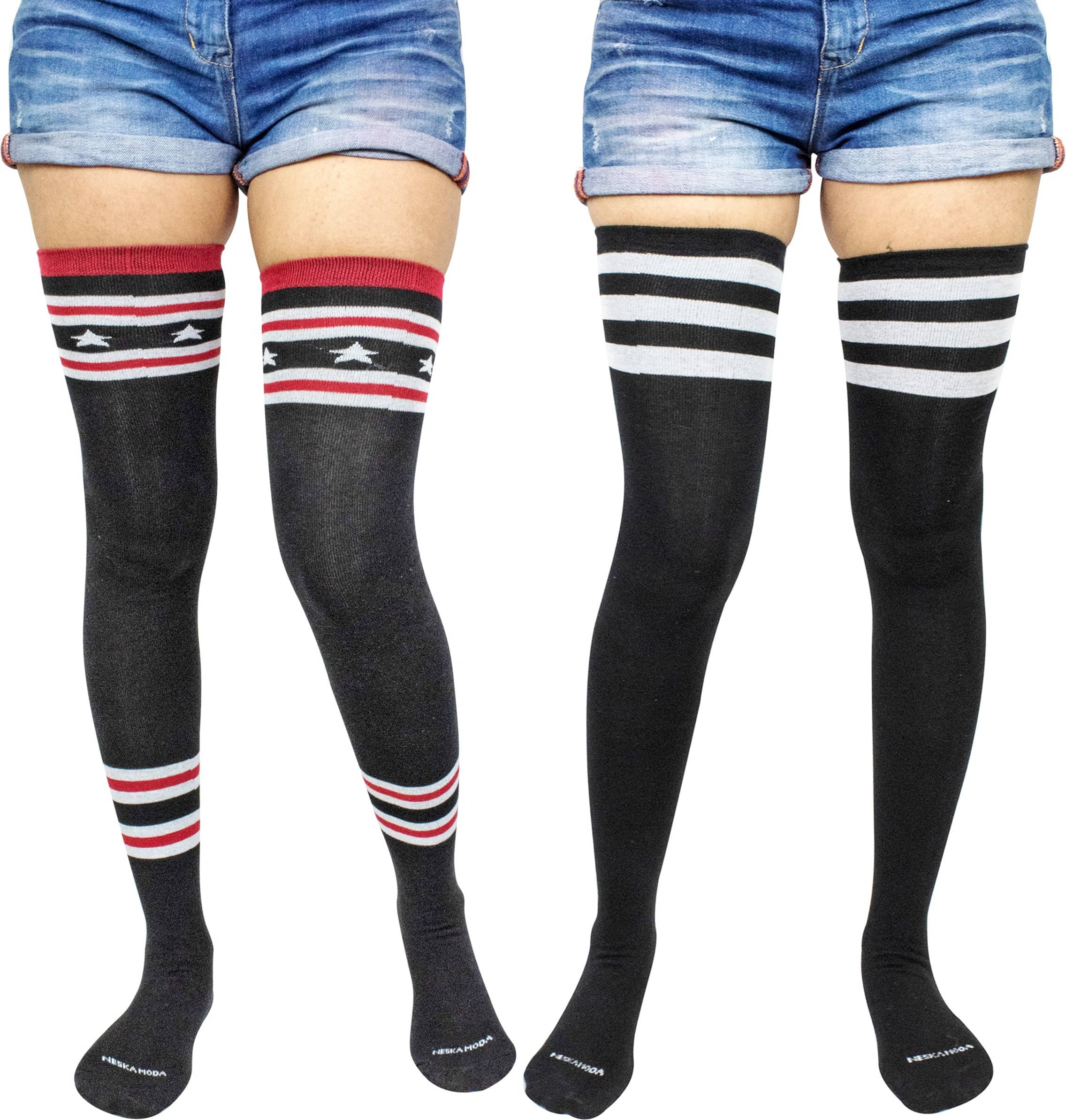 Neska Moda Pack of 2 Women's Cotton Full length Stockings ( Multicolor )     			Neska Moda Pack of 2 Women's Cotton Full length Stockings ( Multicolor )
