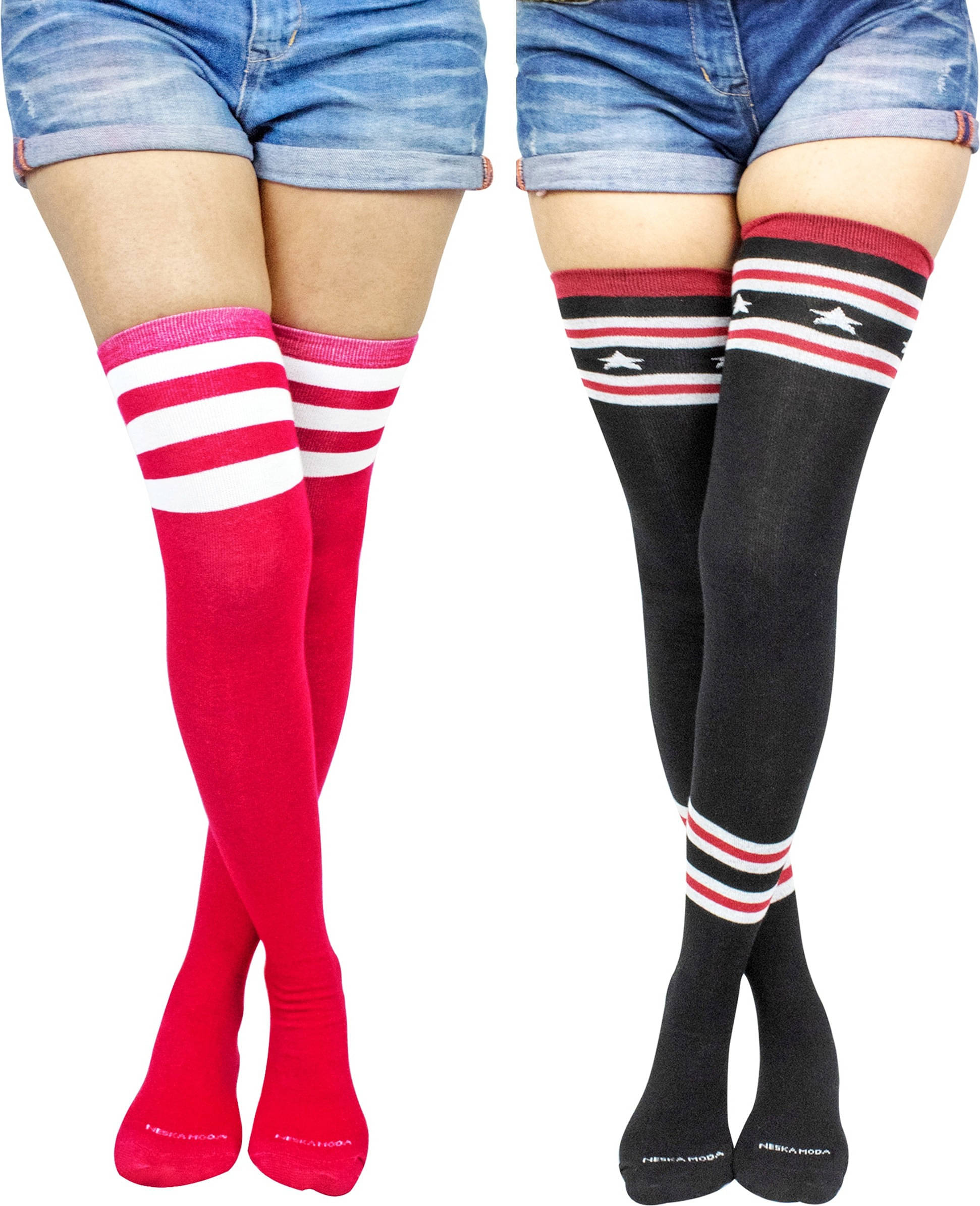 Neska Moda Pack of 2 Women's Cotton Full length Stockings ( Multicolor )     			Neska Moda Pack of 2 Women's Cotton Full length Stockings ( Multicolor )
