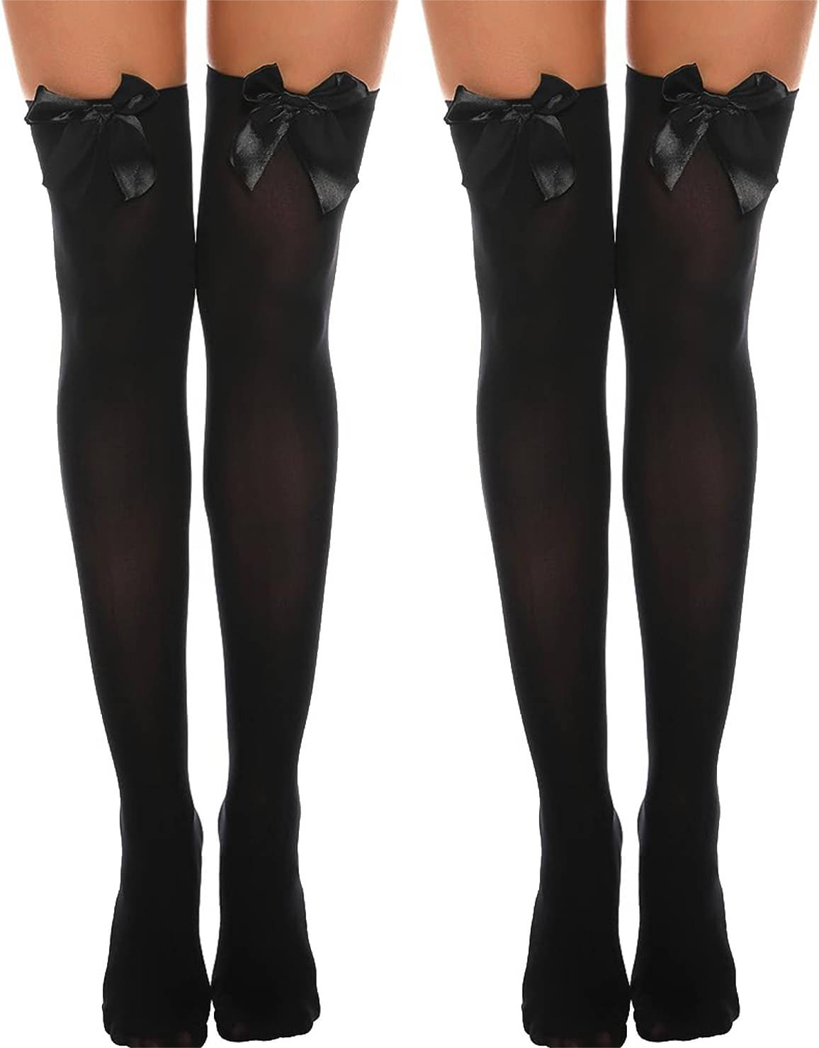     			Neska Moda Pack of 2 Women's Nylon Full length Stockings ( Black )