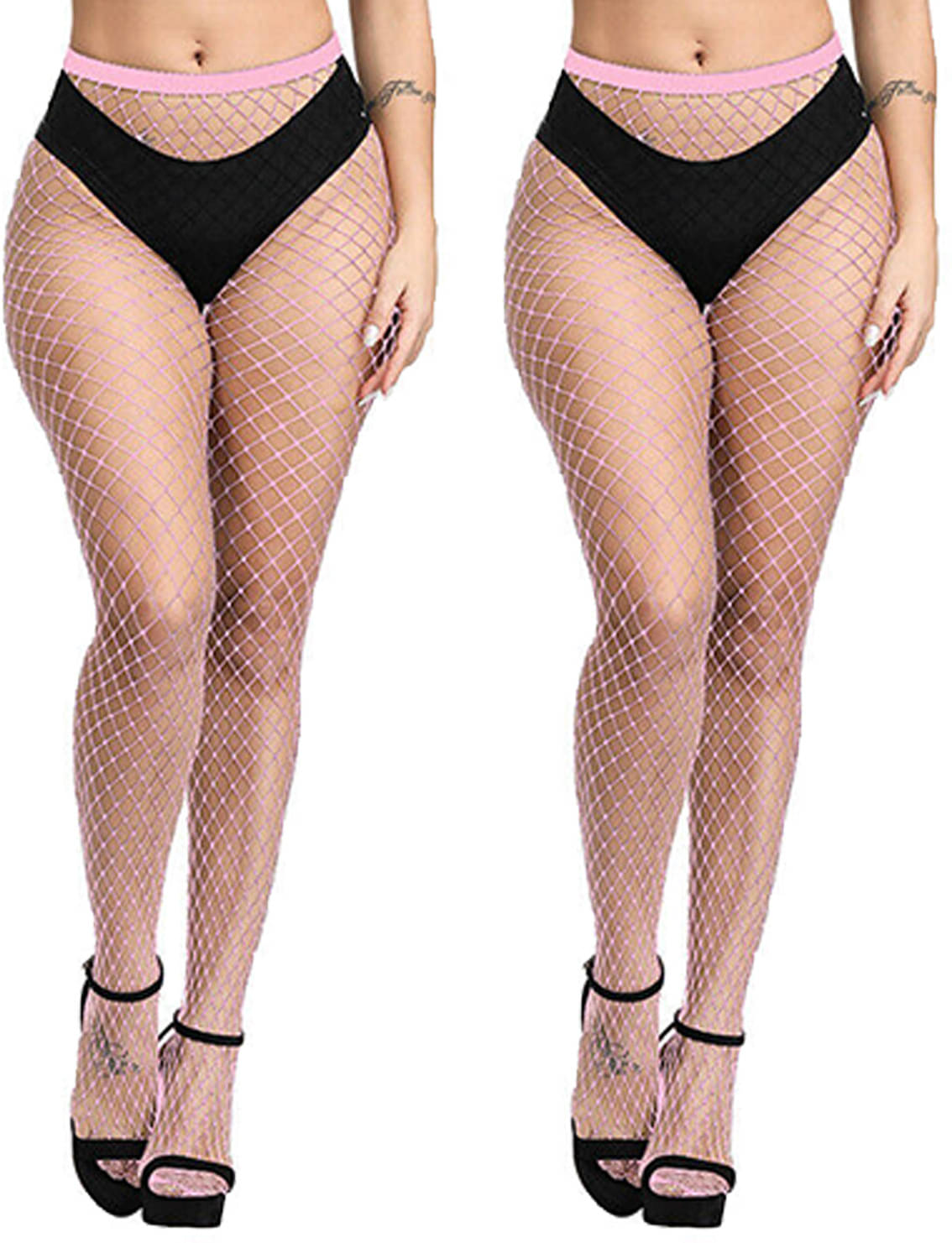     			Neska Moda Pack of 2 Women's Nylon Full length Stockings ( Pink )