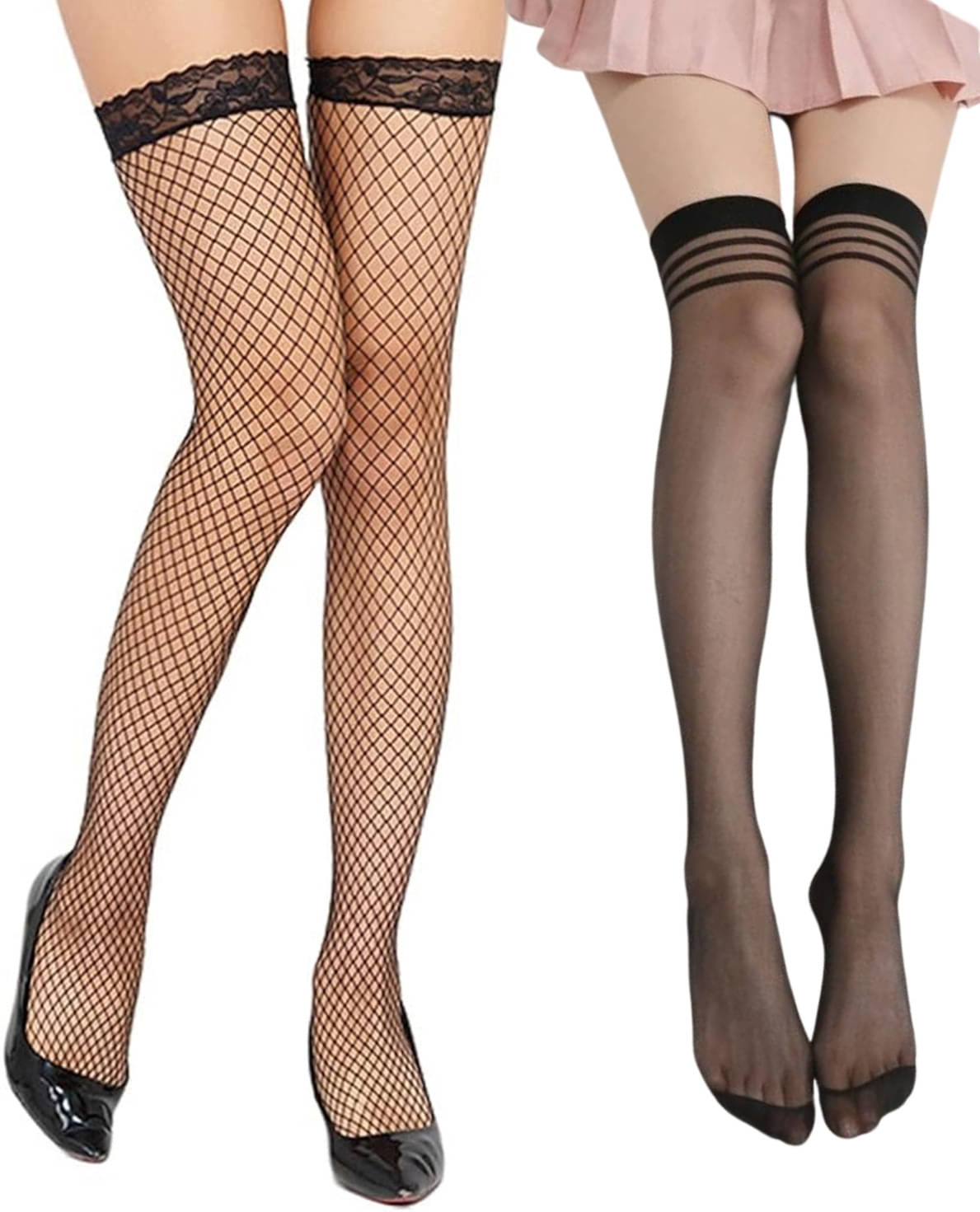     			Neska Moda Pack of 2 Women's Nylon Full length Stockings ( Black )