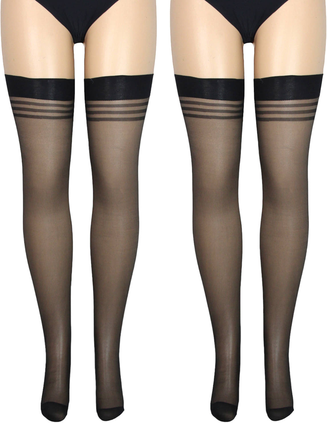     			Neska Moda Pack of 2 Women's Nylon Full length Stockings ( Black )