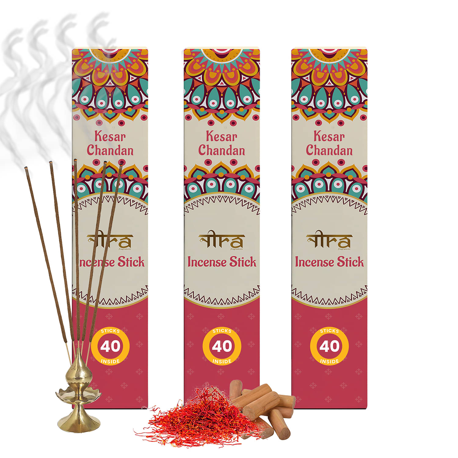     			Nira Fragrances Incense Stick Kesar Chandan 40 Pieces ( Pack of 3 )