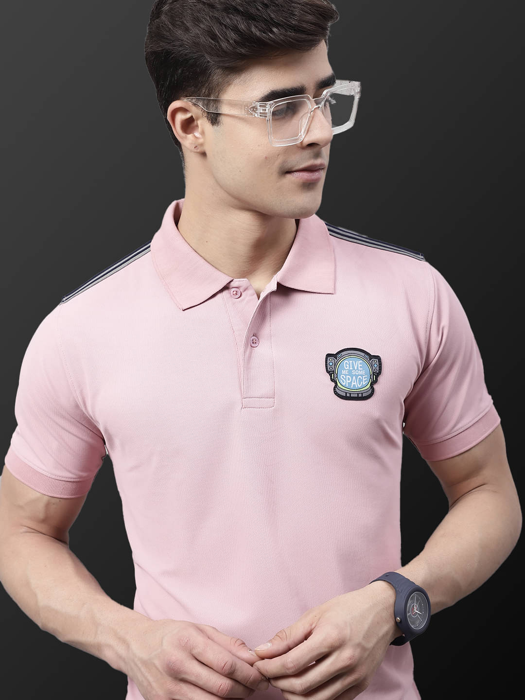 OBAAN Men Cotton Blend Regular Fit Embroidered Polo T Shirt ( Pink ) OBAAN Men Cotton Blend Regular Fit Embroidered Polo T Shirt ( Pink )