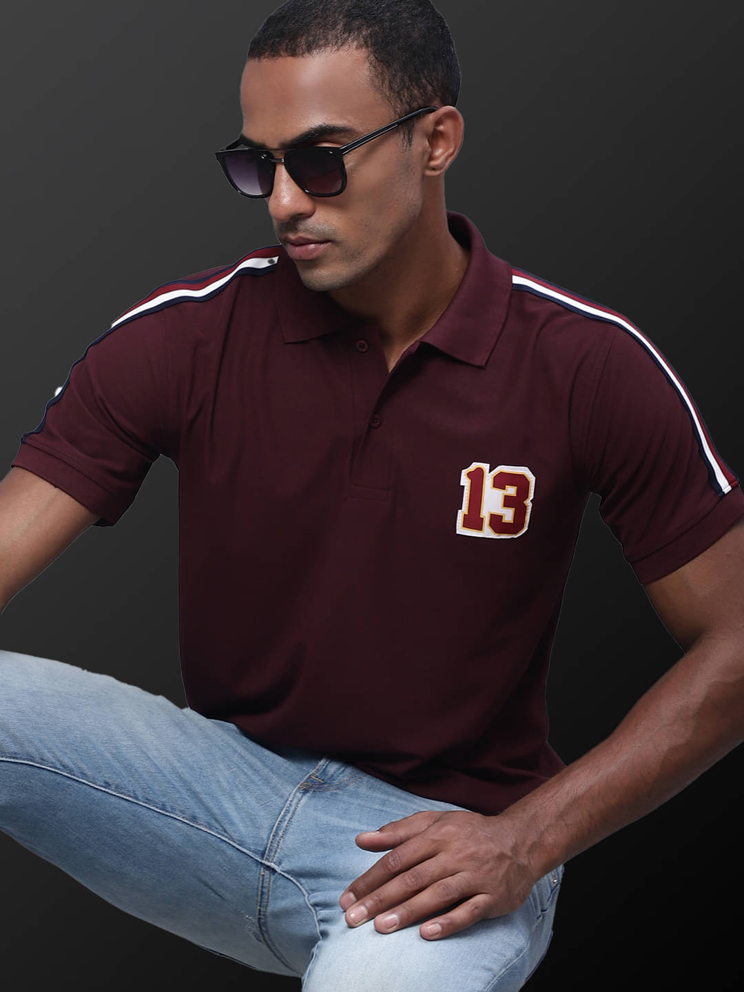     			OBAAN Men Cotton Blend Regular Fit Embroidered Polo T Shirt ( Maroon )