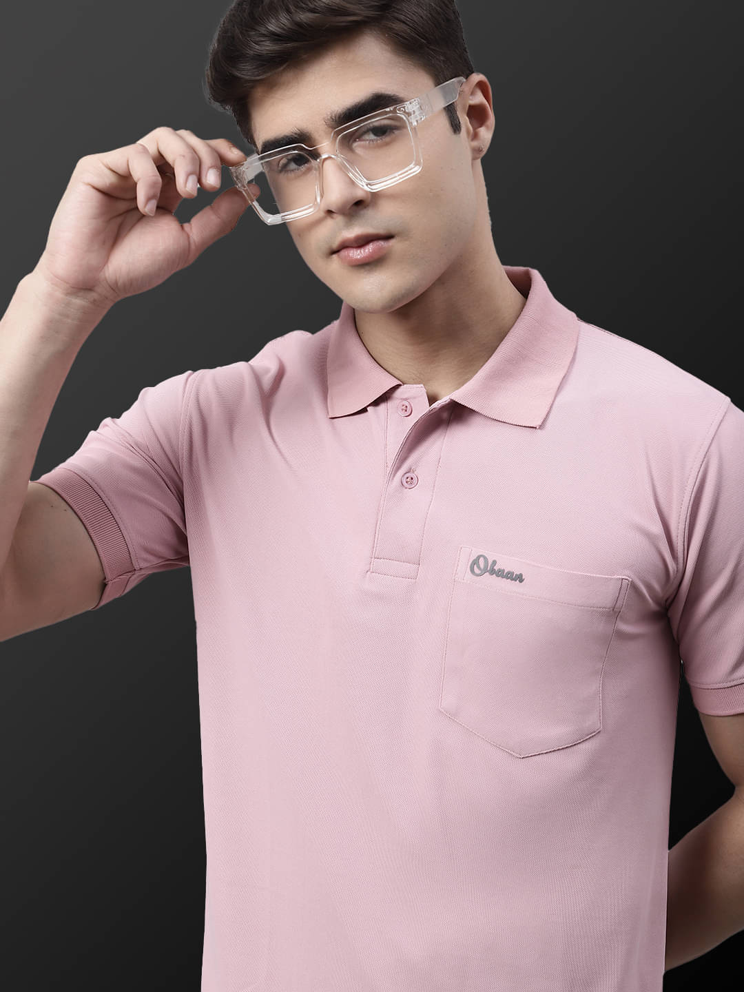     			OBAAN Men Cotton Blend Regular Fit Solid Polo T Shirt ( Pink )