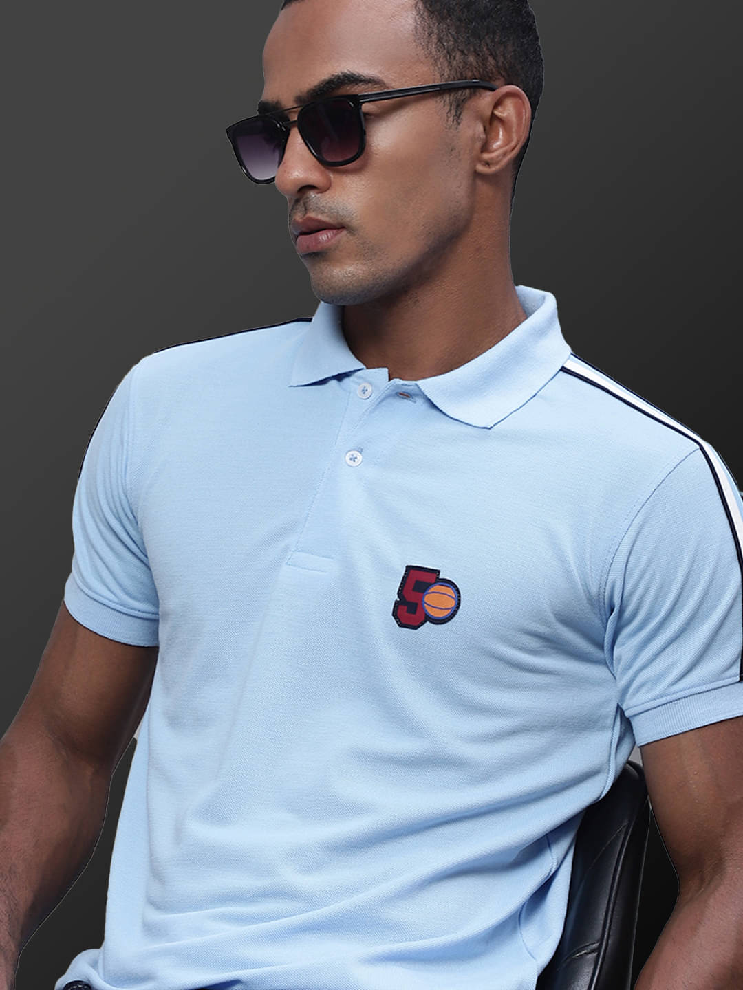     			OBAAN Men Cotton Blend Regular Fit Embroidered Polo T Shirt ( Aqua )
