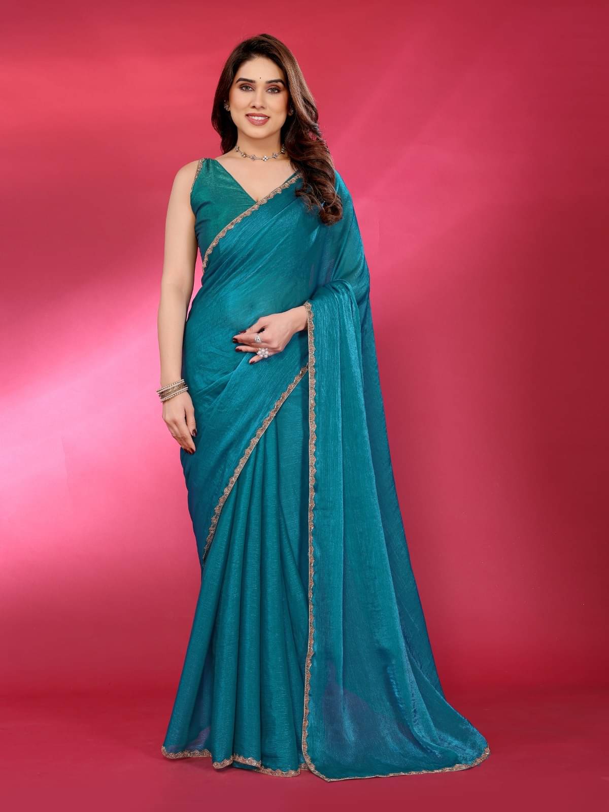 PEER STORE Zimmy Choo Solid Maheshwari Saree With Unstitched Blouse Piece ( Rama ) PEER STORE Zimmy Choo Solid Maheshwari Saree With Unstitched Blouse Piece ( Rama )