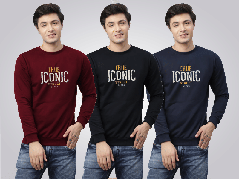     			Reya Cotton Blend Round Neck Men's Sweatshirt - Multi ( Pack of 3 )