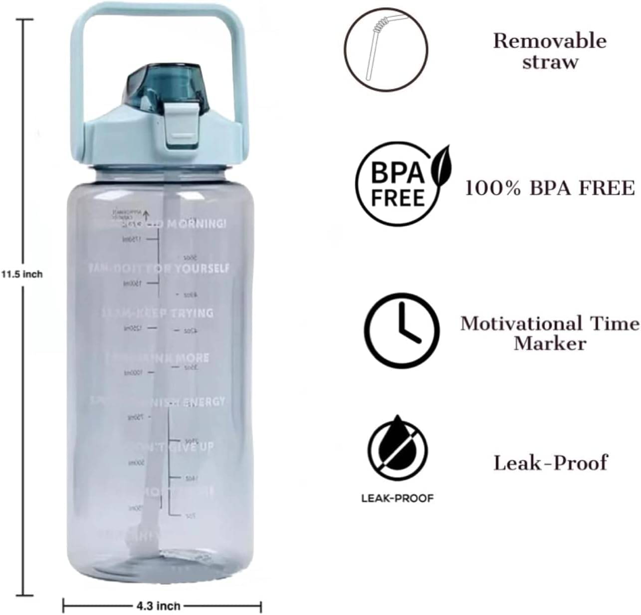 Stysol Sipper Water Bottel Blue Plastic Sipper Water Bottle 2000 mL ( Set of 1 ) Stysol Sipper Water Bottel Blue Plastic Sipper Water Bottle 2000 mL ( Set of 1 )