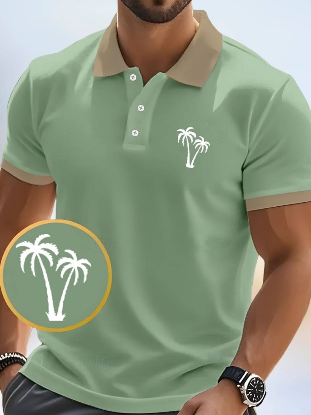     			TAZO Men Cotton Blend Regular Fit Printed Polo T Shirt ( Green )