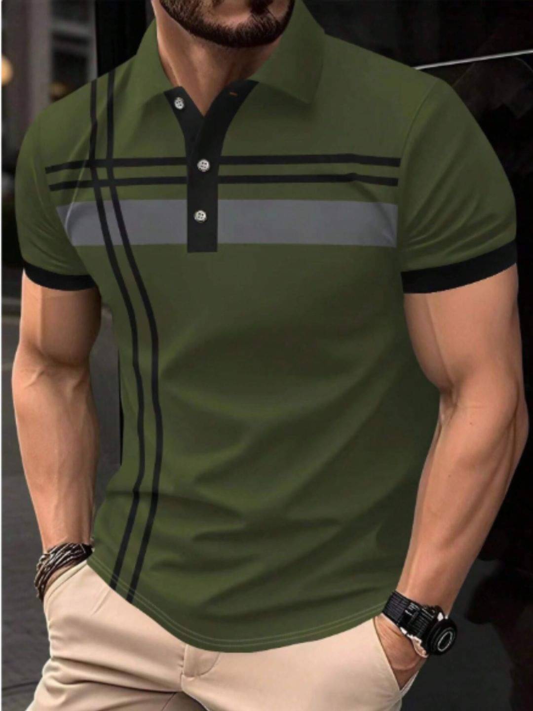     			TAZO Men Cotton Blend Regular Fit Colorblock Polo T Shirt ( Green )