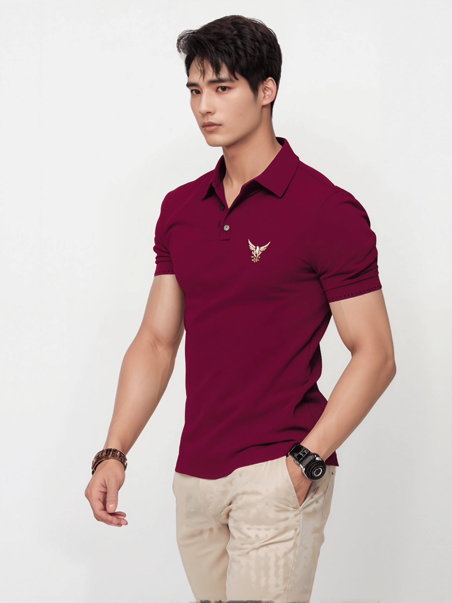 TAZO Men Cotton Blend Regular Fit Solid Polo T Shirt ( Maroon )