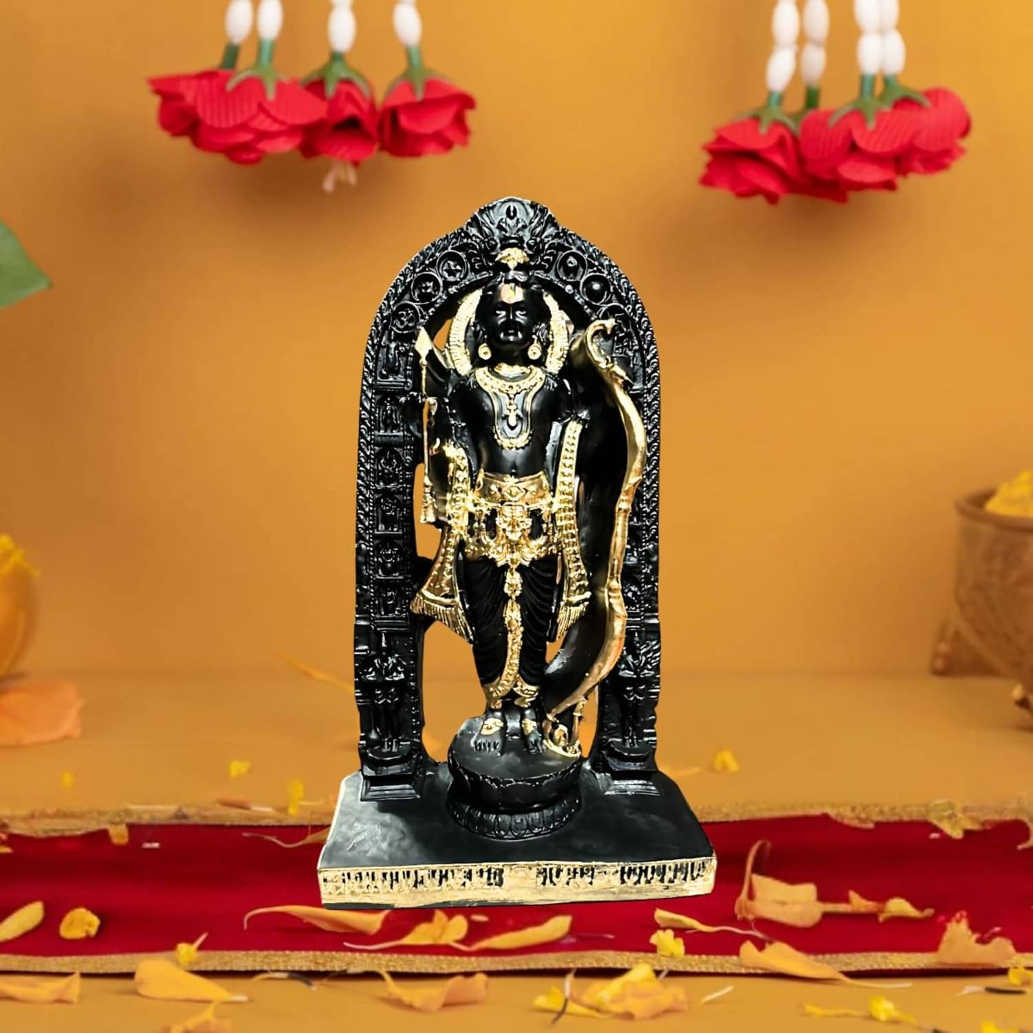Tiny Shiny Ram Lala Idol Murti Statue | Ayodha's Shree Ram Lala Statue/Home Decor/Decorative Items for Living Room/Office/Show Piece(Black&Gold), Resin, Religious Tiny Shiny Ram Lala Idol Murti Statue | Ayodha's Shree Ram Lala Statue/Home Decor/Decorative Items for Living Room/Office/Show Piece(Black&Gold), Resin, Religious