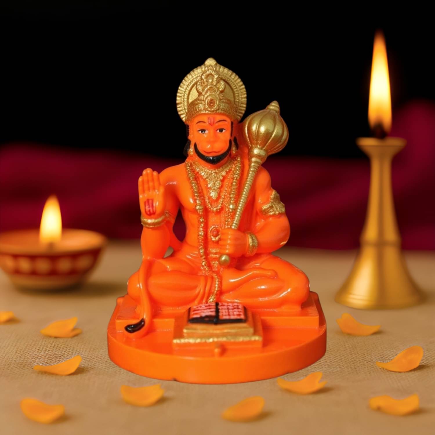     			Tiny Shiny Resin Lord Hanuman Idol ( 9 cm )