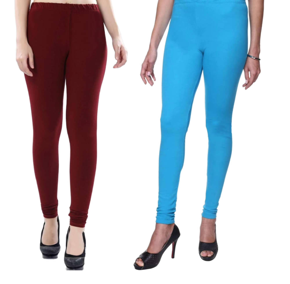     			ULTIMATE SHOPPING NETWORK Pack of 2 Cotton Women's Leggings ( Maroon,Blue )
