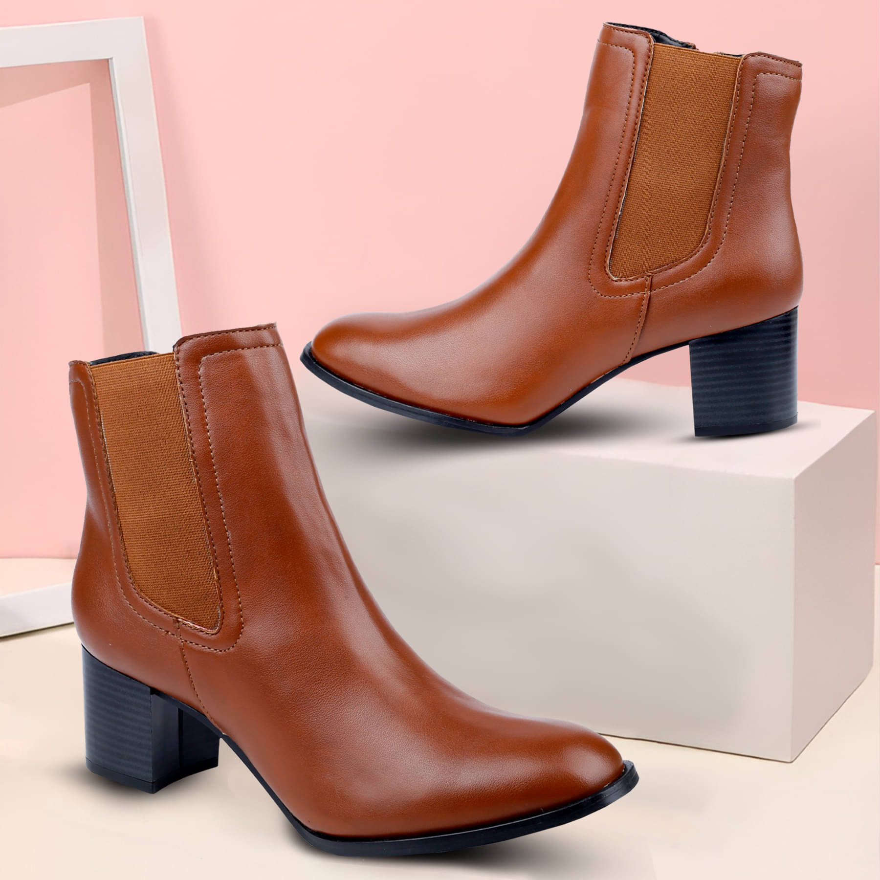 YUVRATO BAXI Tan Women's Ankle Length Boots YUVRATO BAXI Tan Women's Ankle Length Boots