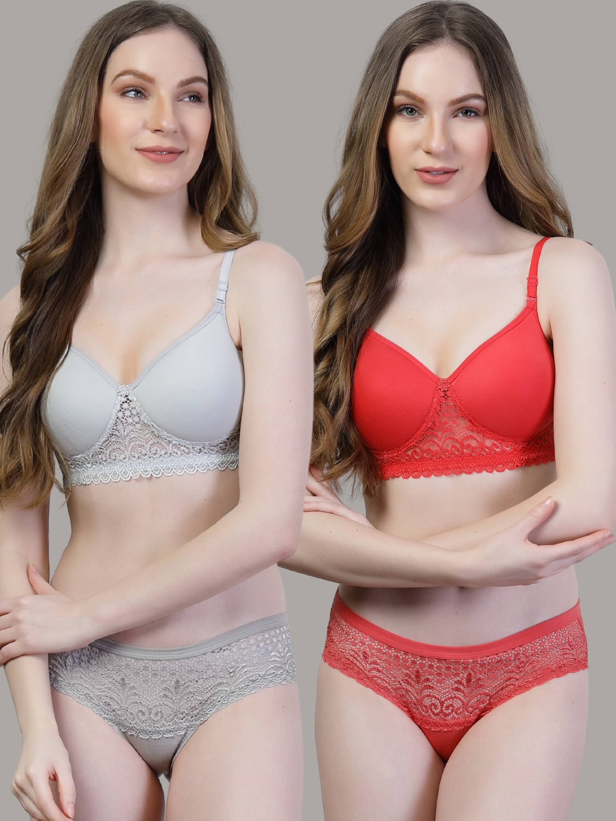 ADORNSTAR Pack of 2 Cotton Lycra Bra & Panty Set For Women ( Multicolor4 )     			ADORNSTAR Pack of 2 Cotton Lycra Bra & Panty Set For Women ( Multicolor4 )