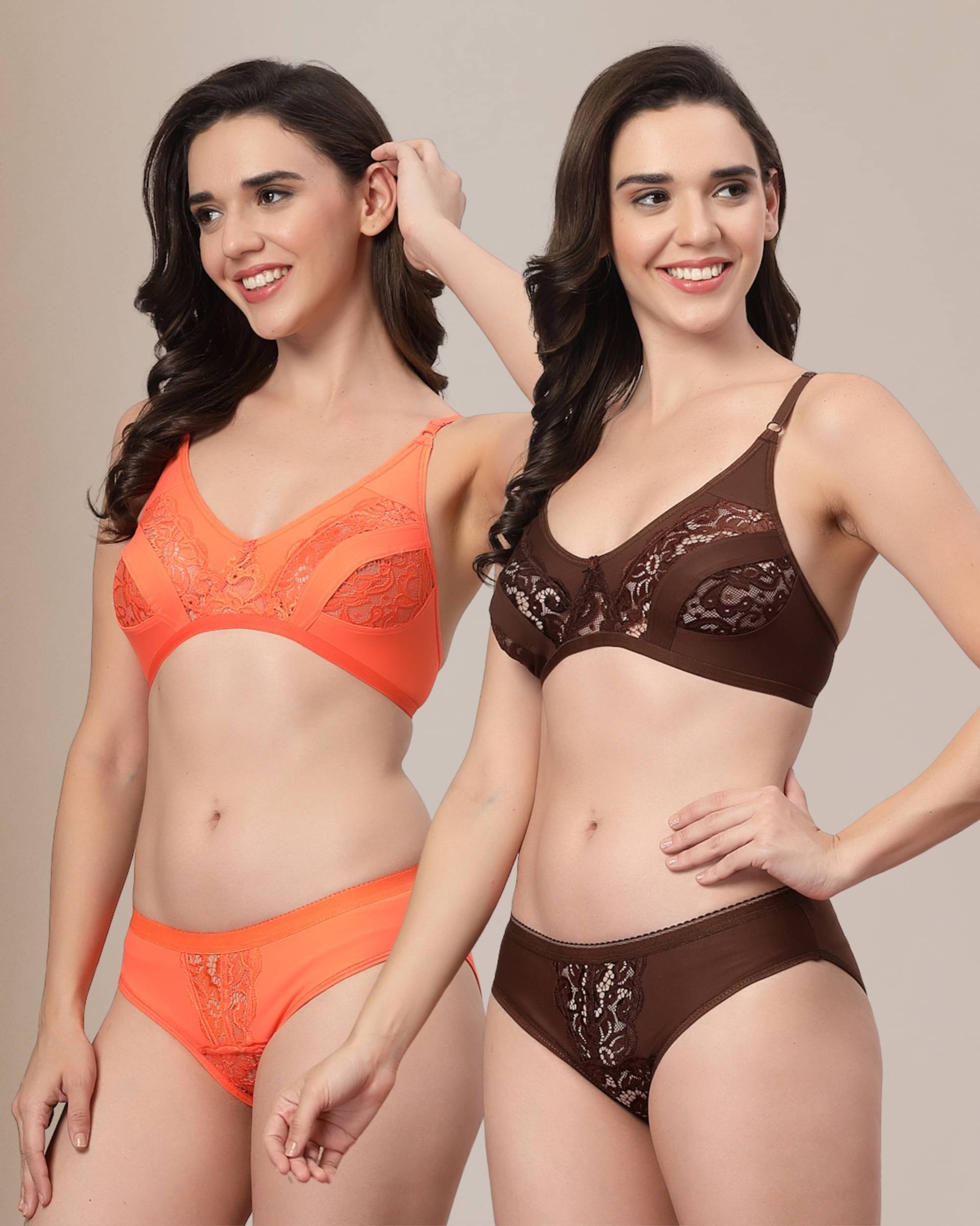     			ADORNSTAR Pack of 2 Cotton Lycra Bra & Panty Set For Women ( Multicolor14 )
