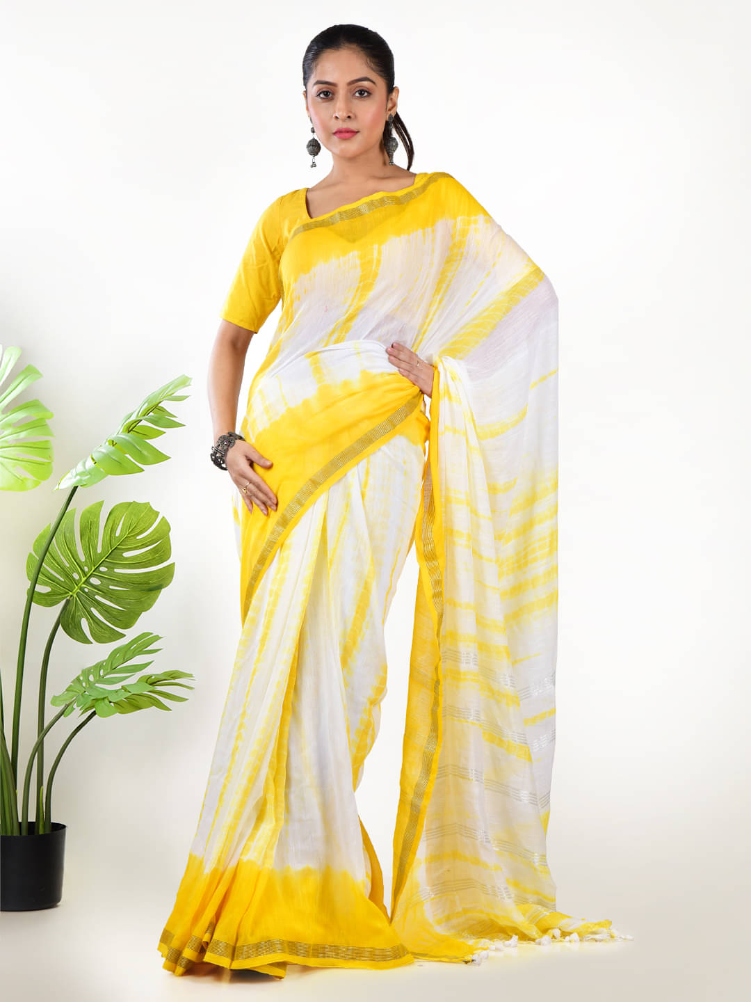 Aakar Cotton Self Design Saree Without Blouse Piece ( Yellow ) Aakar Cotton Self Design Saree Without Blouse Piece ( Yellow )