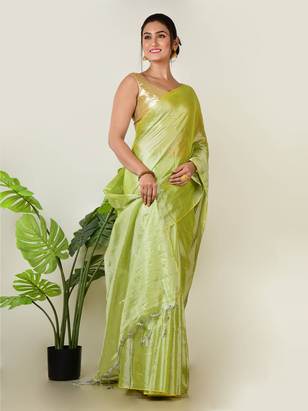 Aakar Tissue Self Design Saree With Unstitched Blouse Piece ( Multicolor 16 ) Aakar Tissue Self Design Saree With Unstitched Blouse Piece ( Multicolor 16 )