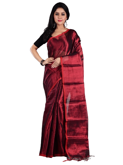     			Aakar Tissue Self Design Saree With Unstitched Blouse Piece ( Red )