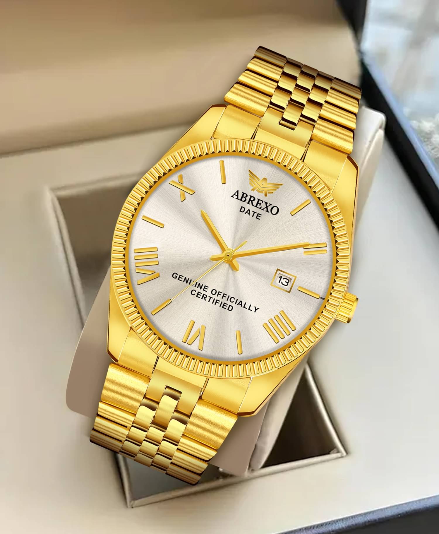     			Abrexo Gold Stainless Steel Analog Men's Watch