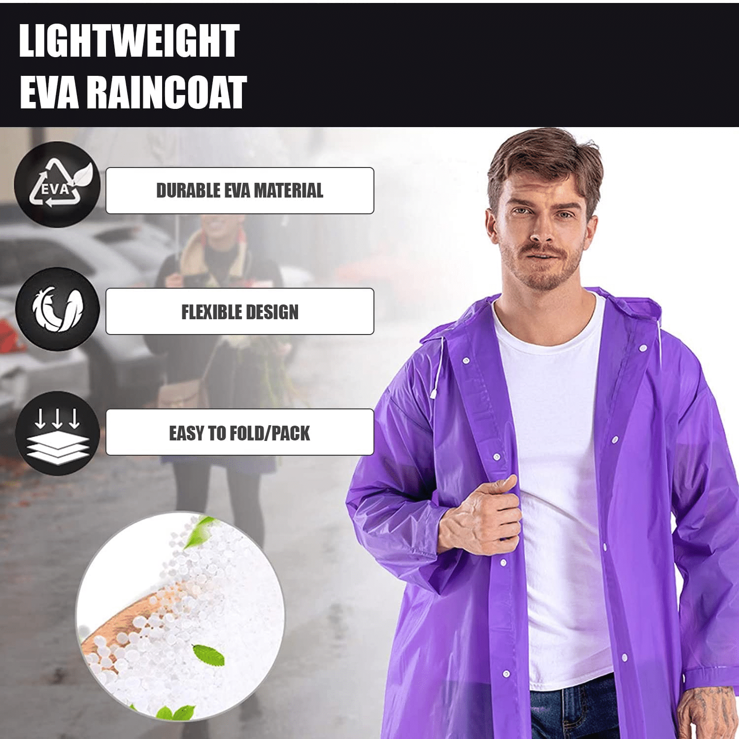     			All-Weather Hooded Rain Coat for Men, Women, and Kids – Waterproof & Windproof Outdoor Rainwear Suit (Pack of 1)