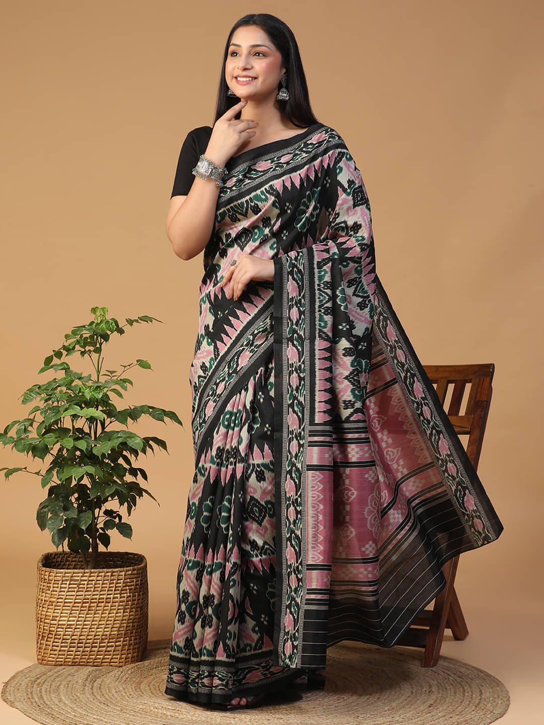     			Baloobi Cotton Blend Printed Saree With Unstitched Blouse Piece ( Multicolor )