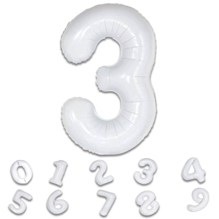     			Bubble Bells  White Number 3 Foil Balloon – 32 Inches | Helium Balloon for Party & Celebration Decoration