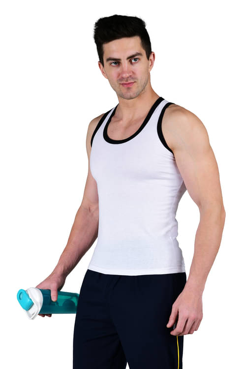 CHARMZ Pack of 1 Lycra Gym Vest For Men ( White ) CHARMZ Pack of 1 Lycra Gym Vest For Men ( White )