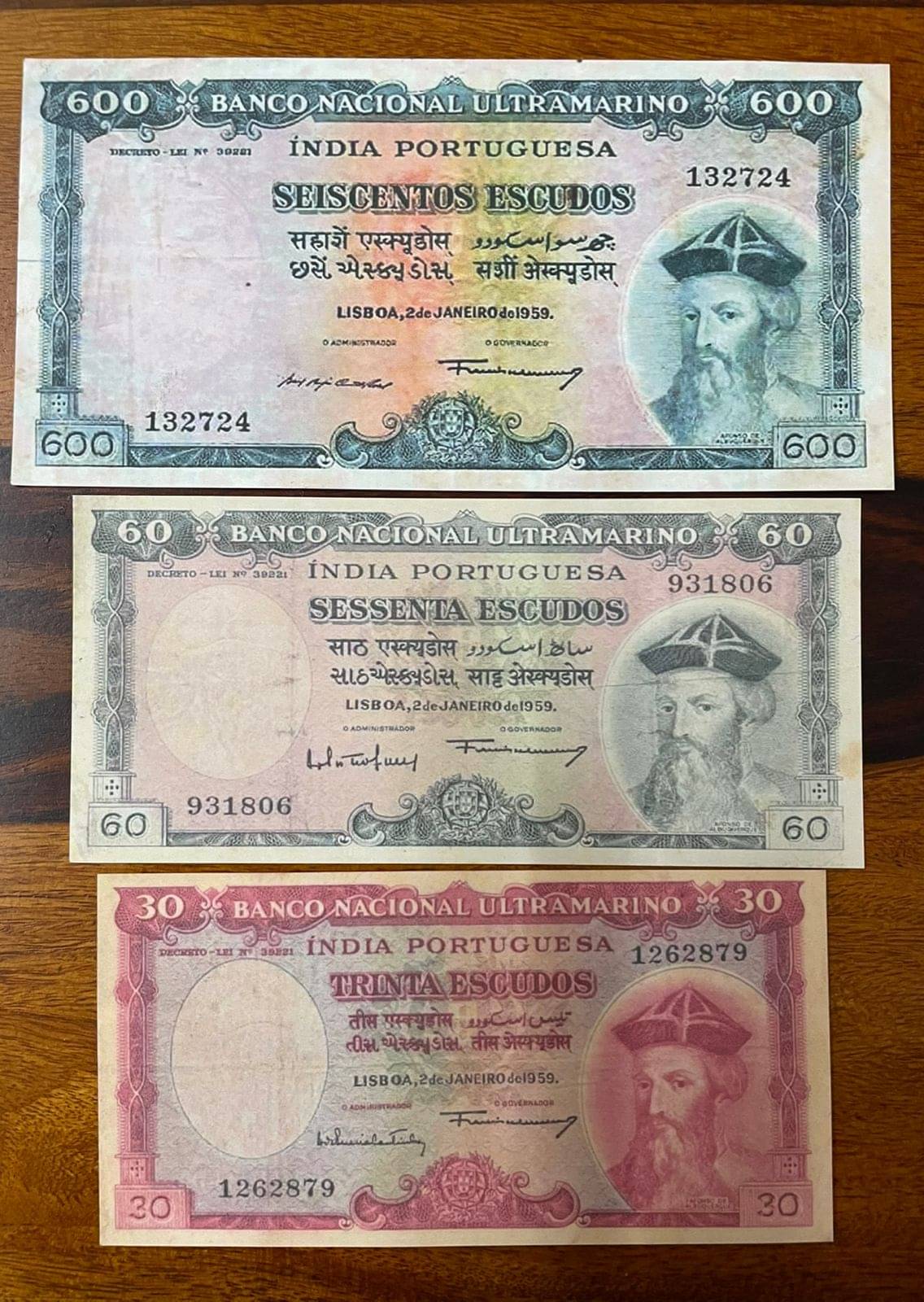 Combo of 3 Very Rare India Portuguese 600,60 &30 Rupees fancy note only for collection use Combo of 3 Very Rare India Portuguese 600,60 &30 Rupees fancy note only for collection use