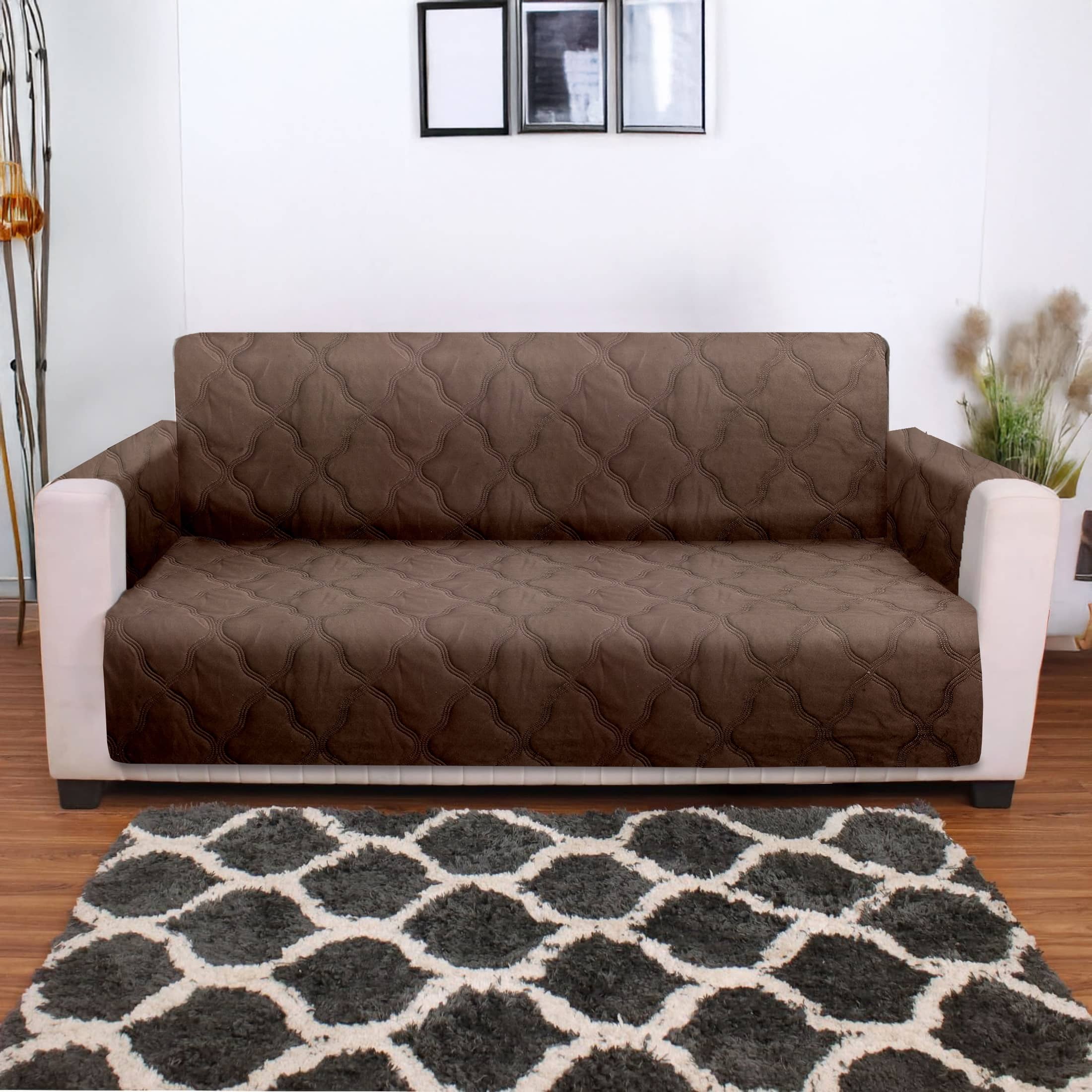 Cortina 3 Seater Velvet Sofa Cover ( Pack of 1 )
