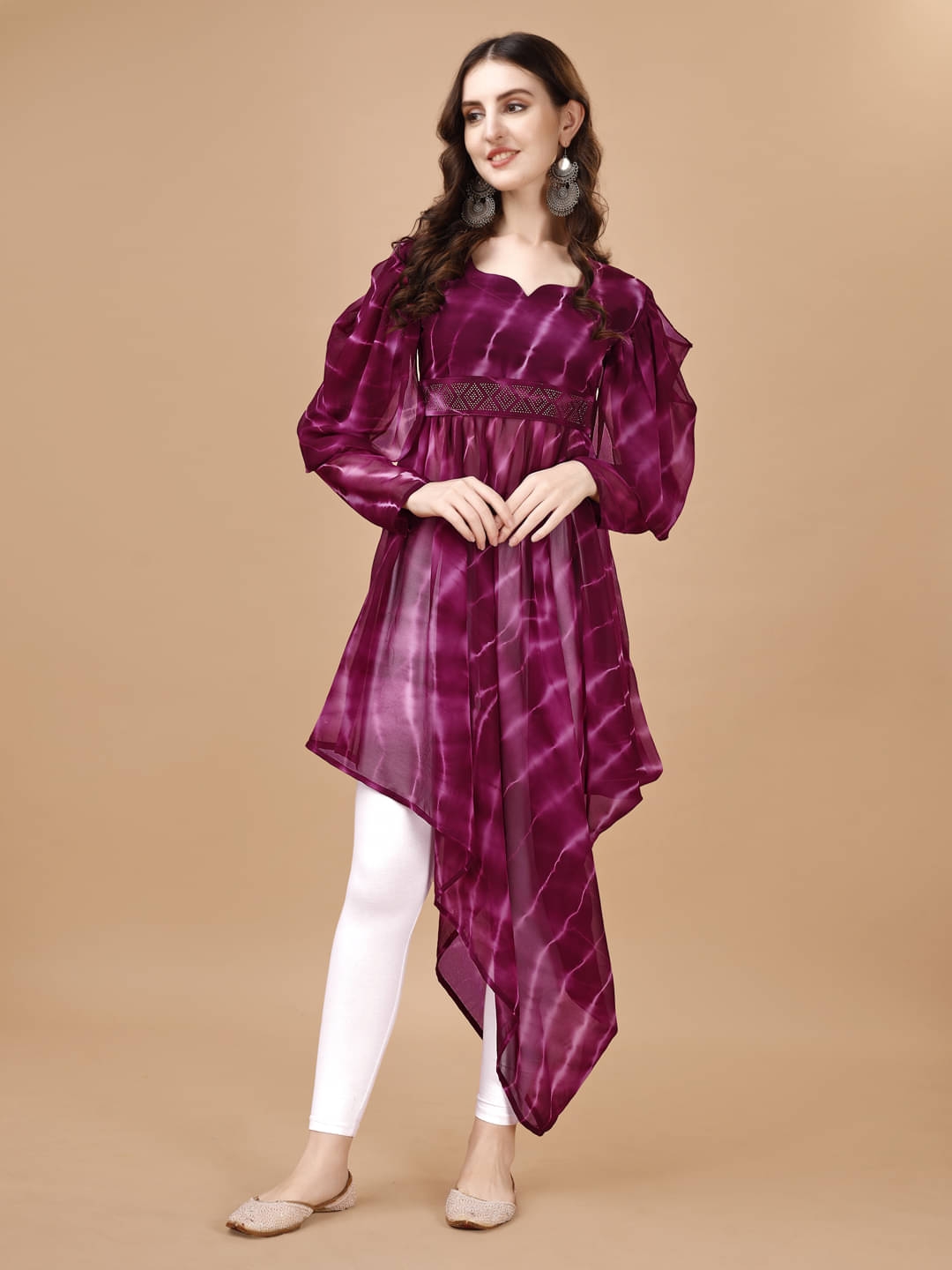 Crissy Women Georgette Woven Design Anarkali Kurti with Dupatta ( Wine ) Crissy Women Georgette Woven Design Anarkali Kurti with Dupatta ( Wine )
