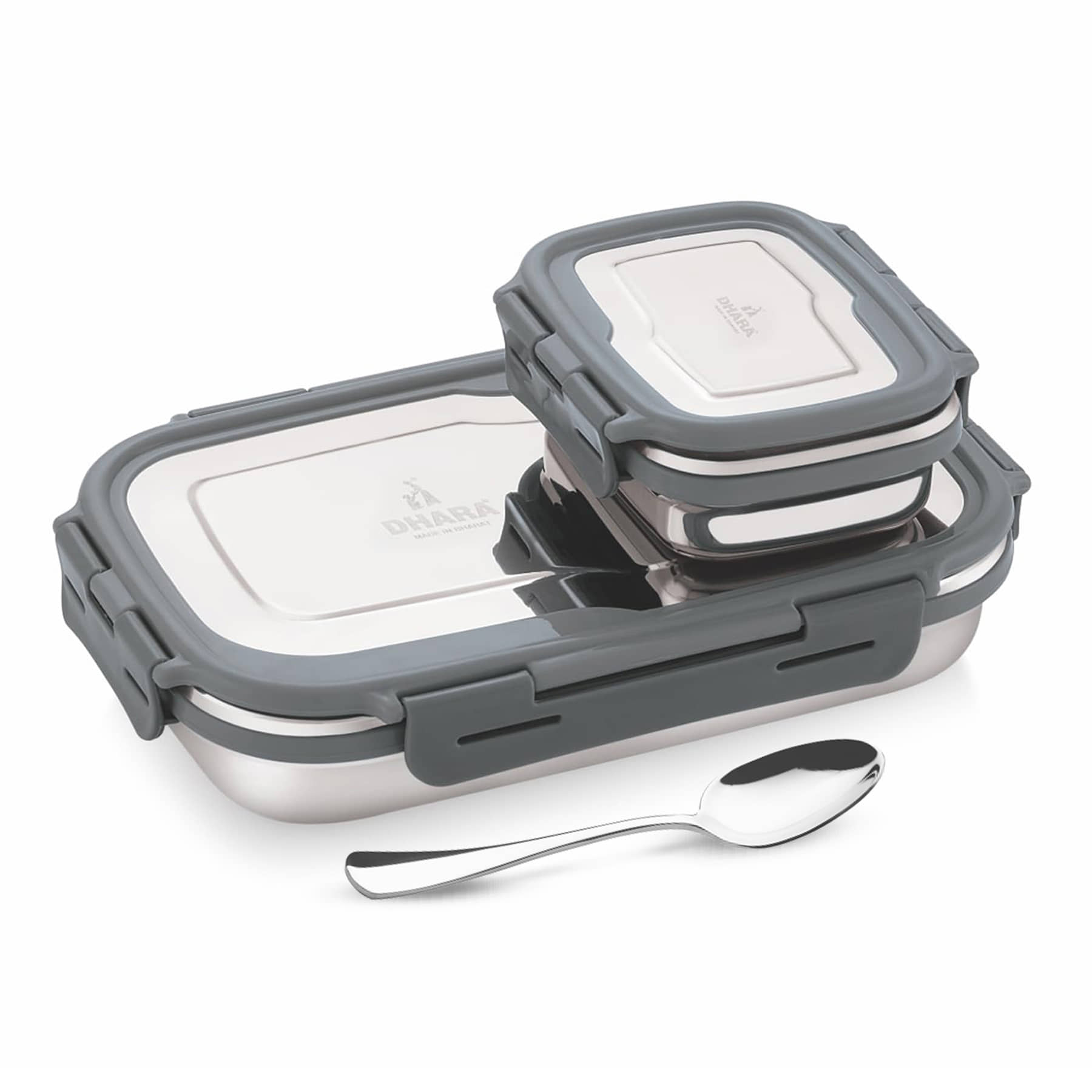 Dhara Stainless Steel Blaze 900 + 200ML Stainless Steel Insulated Lunch Box 2 - Container ( Pack of 1 )