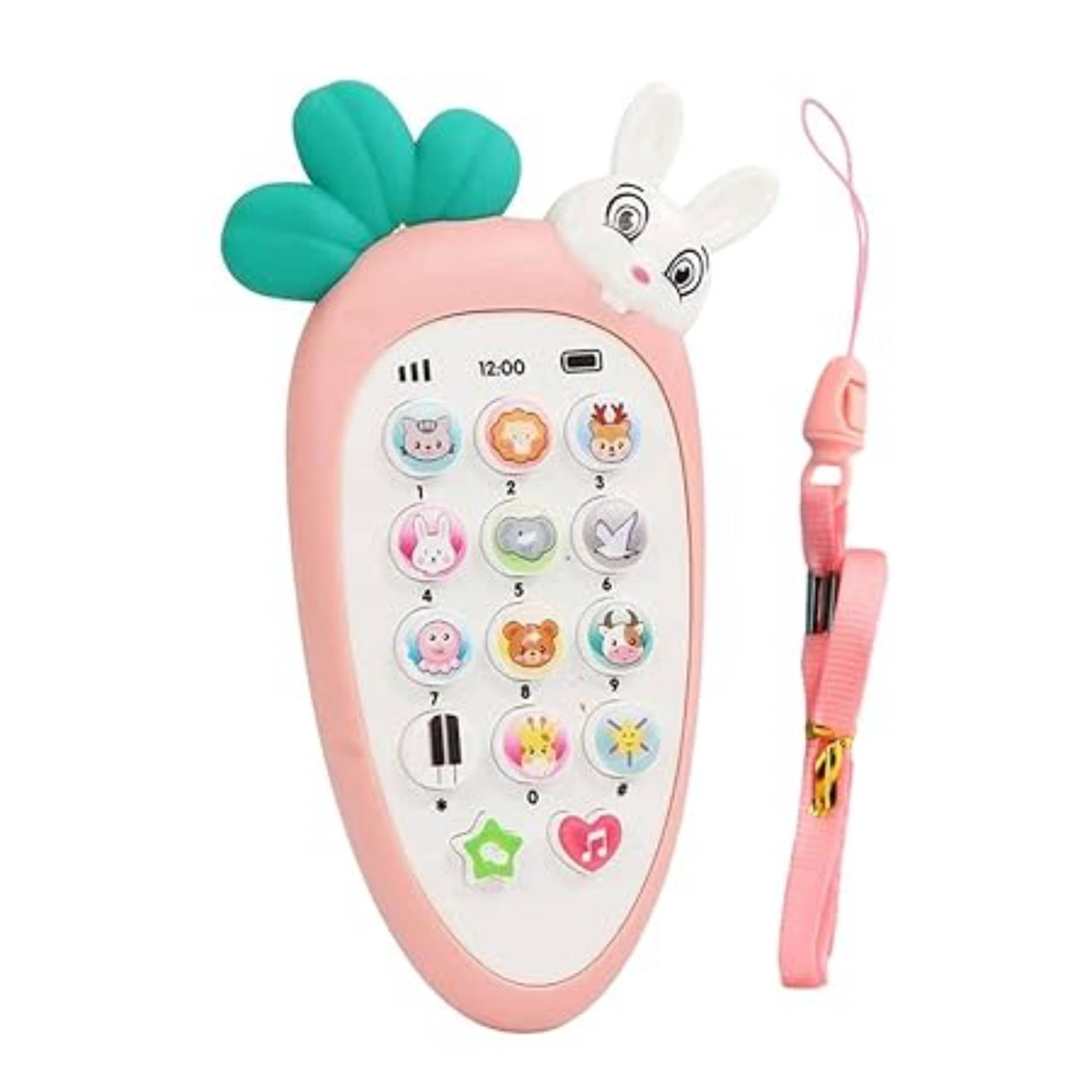     			Esnapy  Radish Style Cute Rabbit Face Pretend Play Cell Phone Toy for Kids, Toddlers with Music, Ringtones, Lights - Birthday Party Favors and Gifts for Boys and Girls(Multicolor)