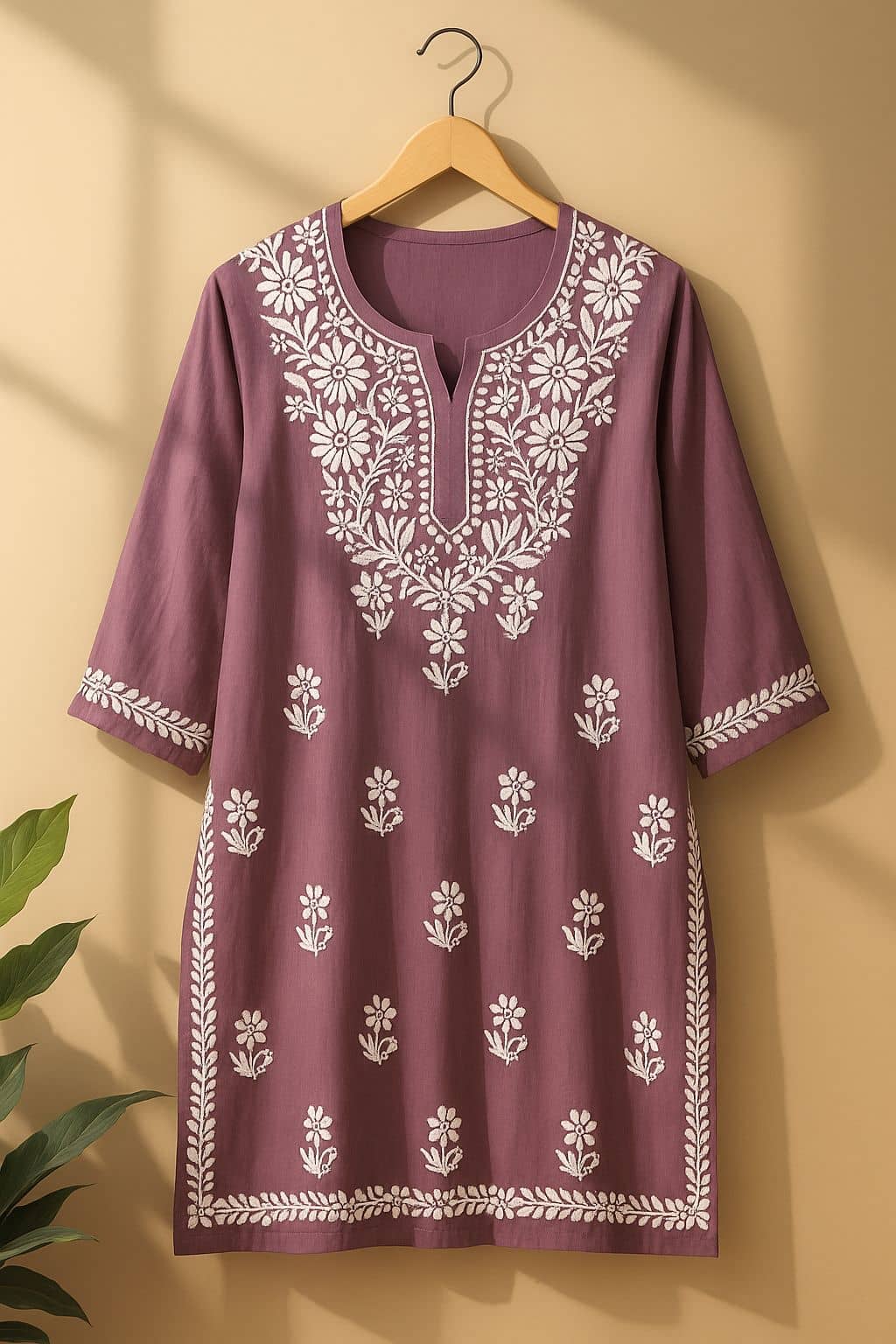 Estela Women Rayon Embroidered Straight Kurti ( Purple ) - Kurtis, Tunics | Buy online on ZillyBuy