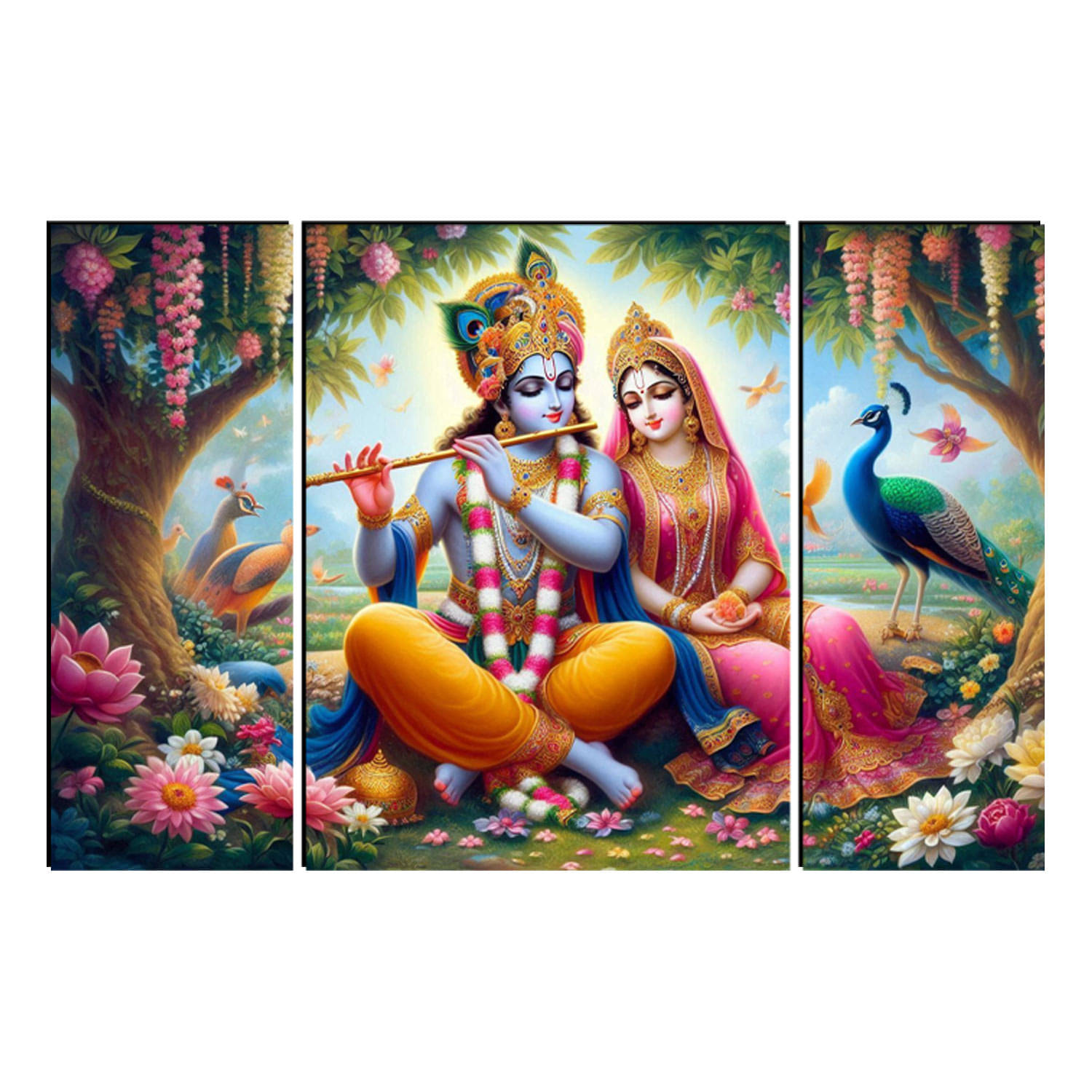 FRIZZY ARTS Radha Krishna Divine Love – Spiritual Canvas Wall Art (3 Panel Set) FRIZZY ARTS Radha Krishna Divine Love – Spiritual Canvas Wall Art (3 Panel Set)