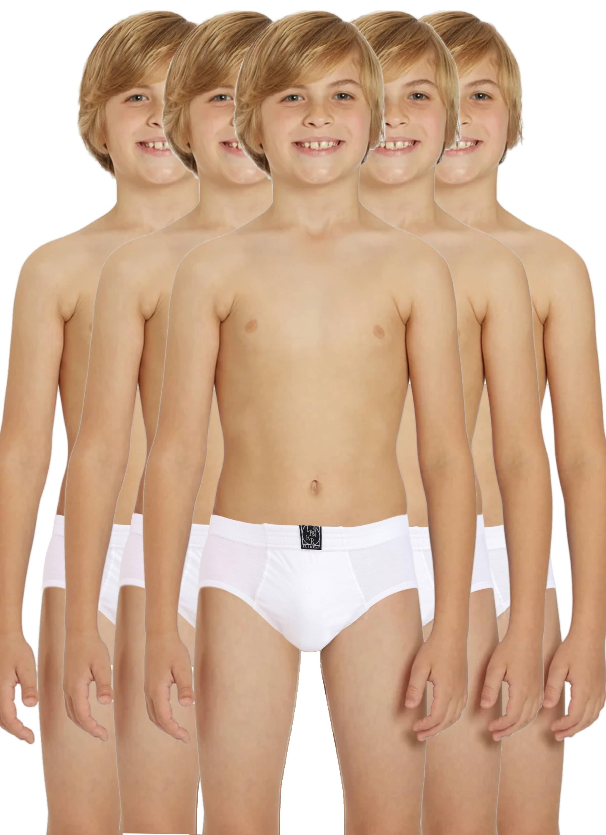     			Inner Element Pack of 5 Boys Cotton Briefs ( White )