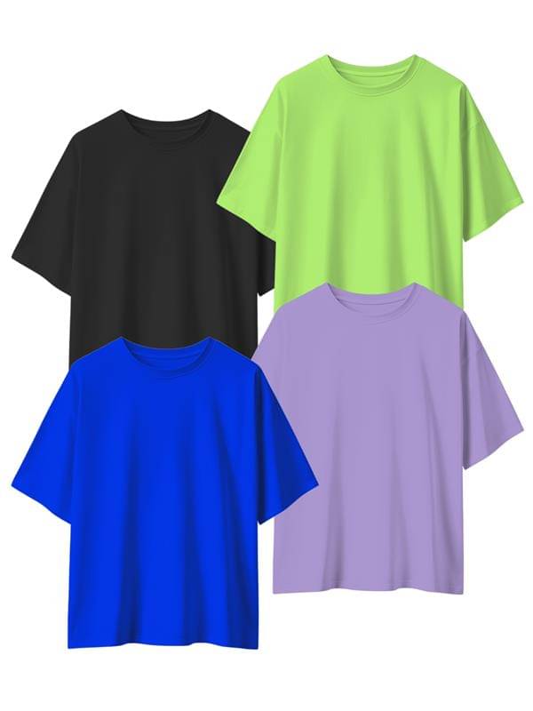 Leotude Men Cotton Blend Oversized Fit Solid T-Shirt ( Multicolor1 ) Leotude Men Cotton Blend Oversized Fit Solid T-Shirt ( Multicolor1 )